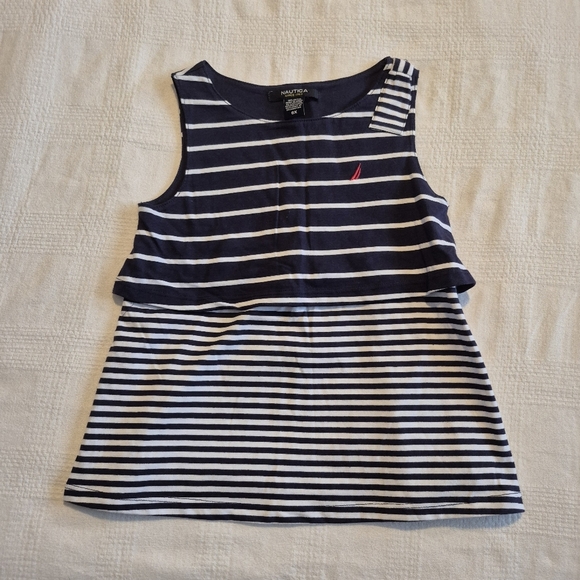 Nautica girls size 6X blue & white stripe tank top, EUC - Picture 1 of 3